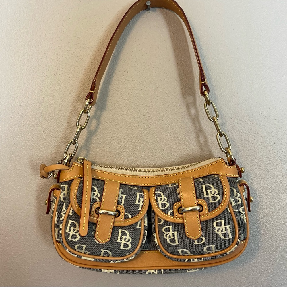 Dooney & Bourke Signature Monogram Banana Saddle Shoulder Bag